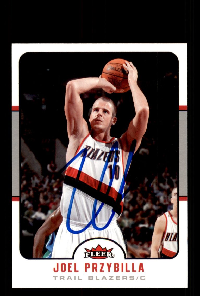 Signed Basketball Card Auto Joel Przybilla 2006-07 Fleer #159 Trail Blazers