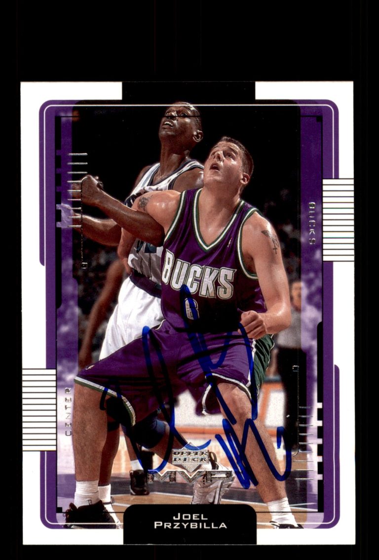 Signed Basketball Card Auto Joel Przybilla 2001-02 Upper Deck MVP #97 Bucks