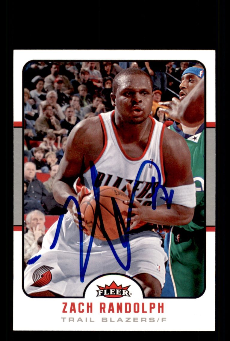 Signed Basketball Card Auto Zach Randolph 2006-07 Fleer #160 Trail Blazers