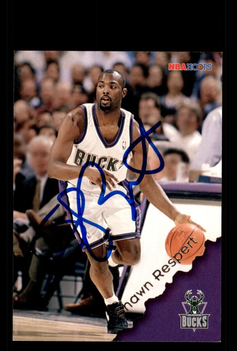 Signed Basketball Card Auto Shawn Respert 1996-97 Hoops #90 Milwaukee Bucks