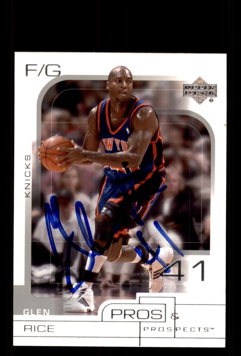 Signed Basketball Card Auto Glen Rice 2001-02 Upper Deck Pros & Prospects #57