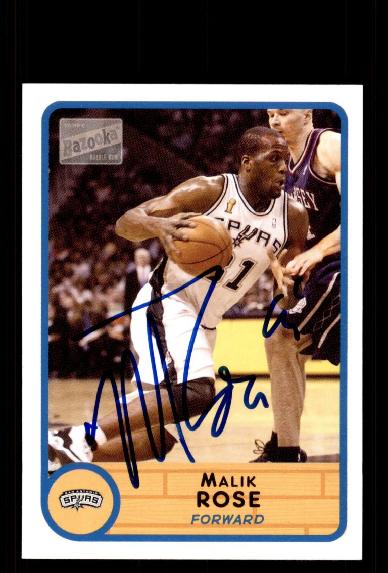 Signed Basketball Card Auto Malik Rose 2003-04 Bazooka #32 San Antonio Spurs