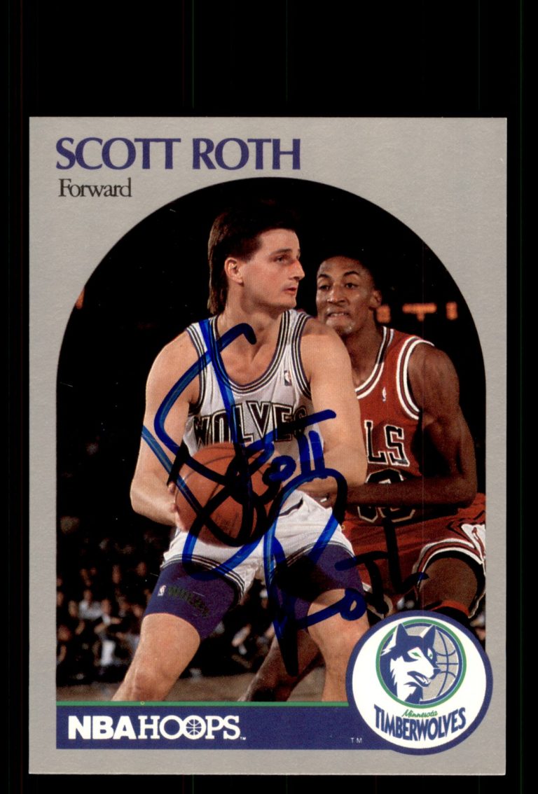 Signed Basketball Card Auto Scott Roth 1990-91 Hoops #191 Minnesota Timberwolves