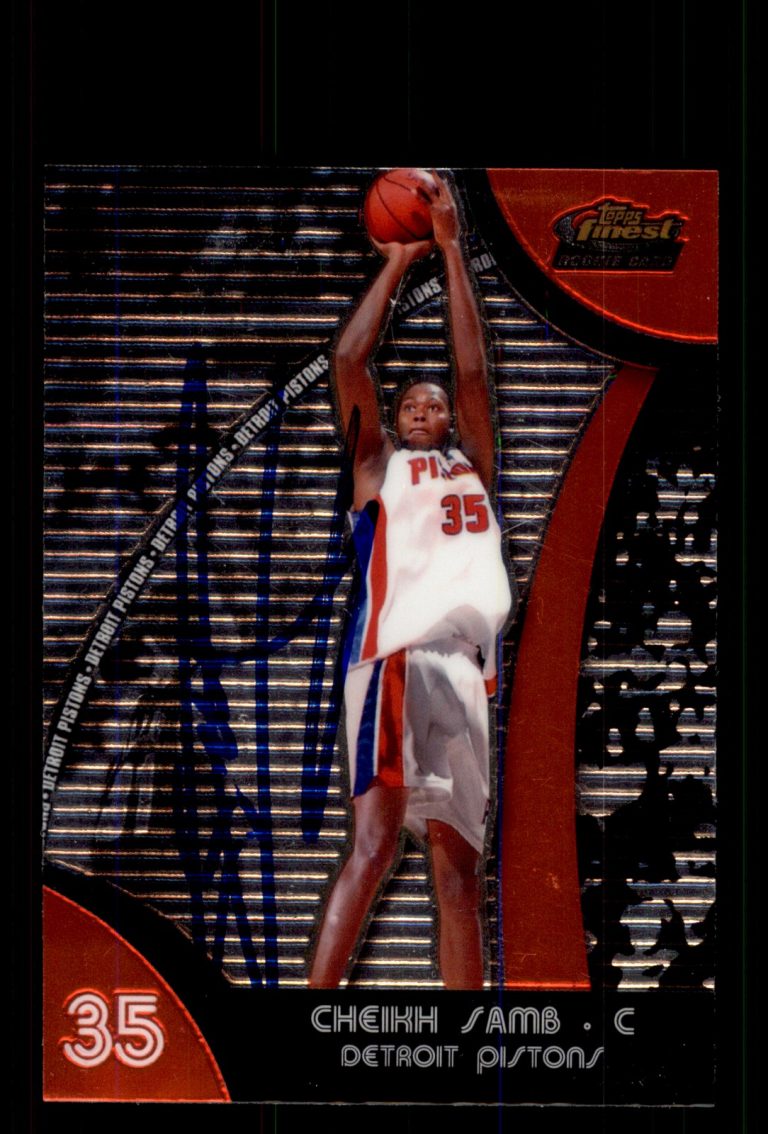 Signed Basketball Card Auto Cheikh Samb 2007-08 Finest #60 Detroit Pistons