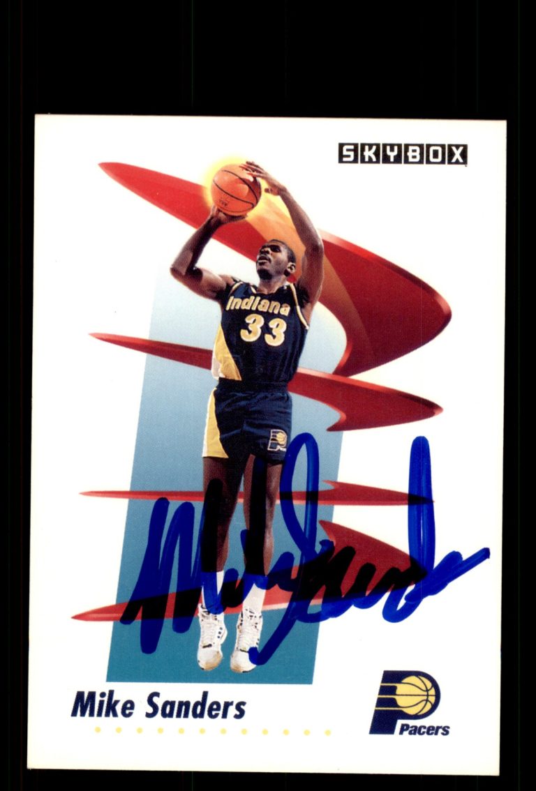 Signed Basketball Card Auto Mike Sanders 1991-92 SkyBox #116 Indiana Pacers