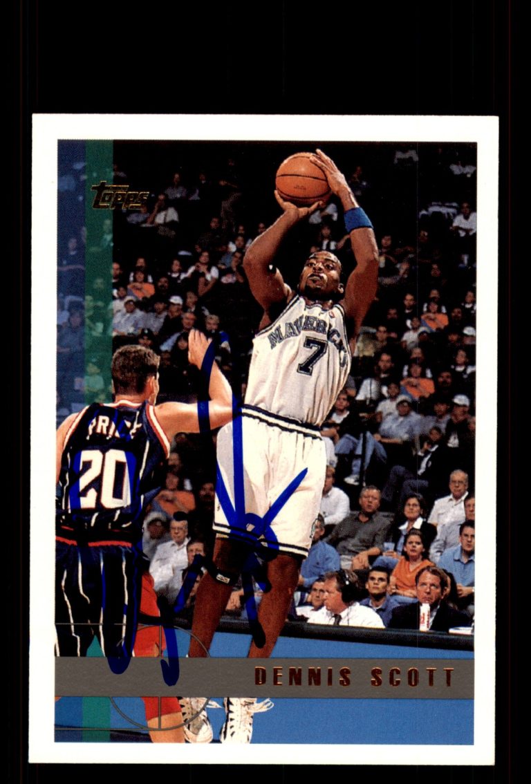 Signed Basketball Card Auto Dennis Scott 1997-98 Topps #131 Dallas Mavericks