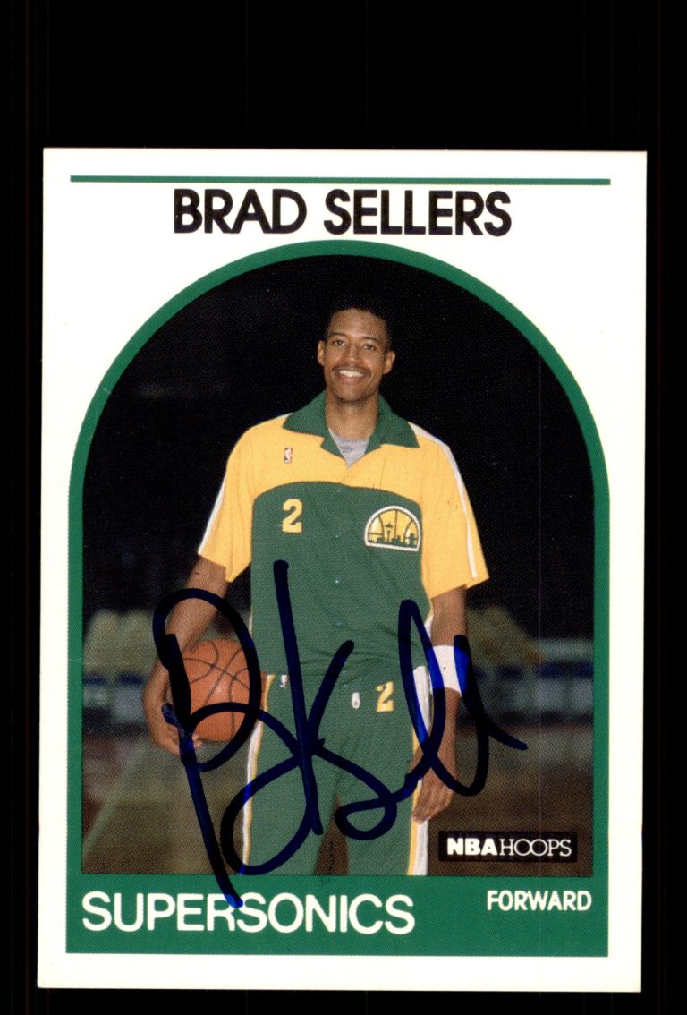 Signed Basketball Card Auto Brad Sellers 1989-90 Hoops #348 Seattle SuperSonics