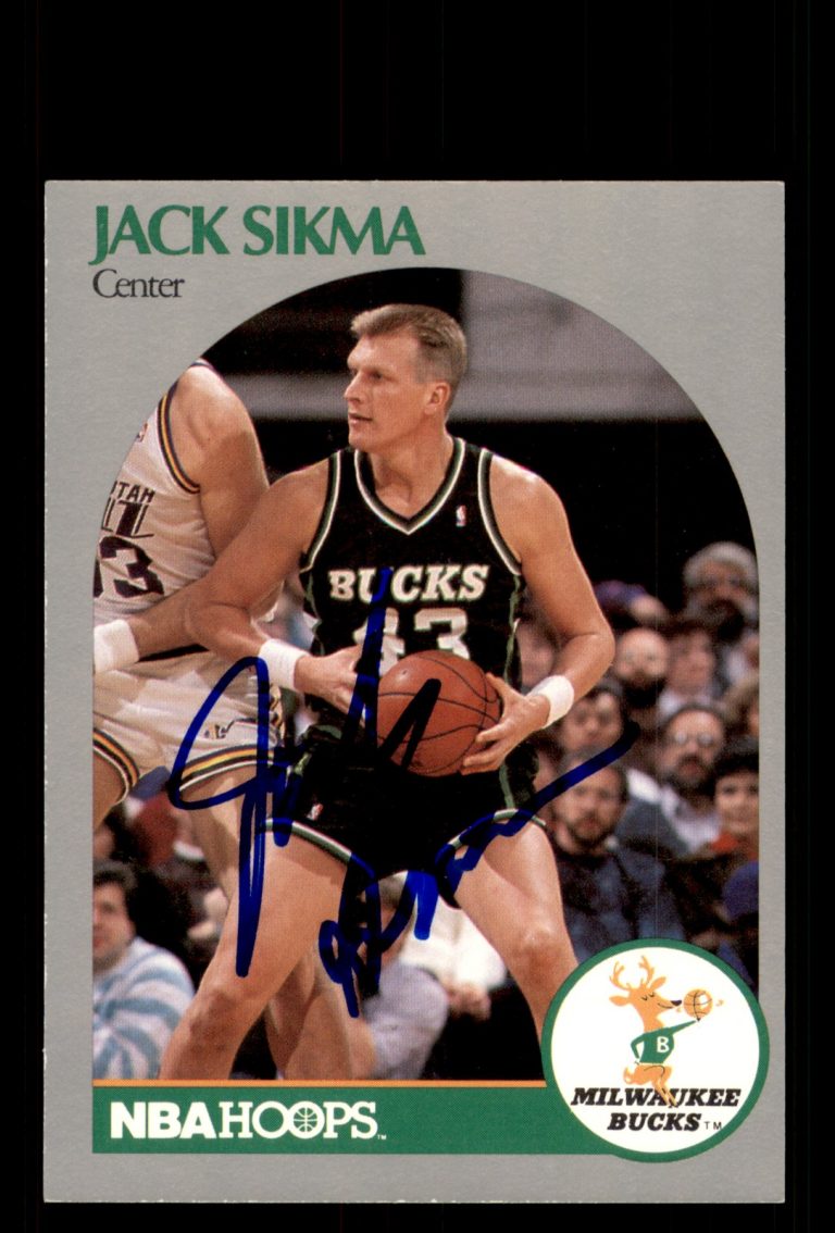 Signed Basketball Card Auto Jack Sikma 1990-91 Hoops #183 Milwaukee Bucks