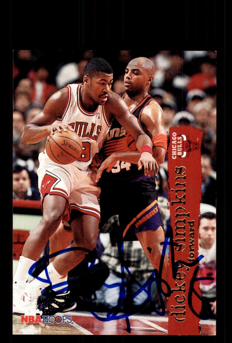 Signed Basketball Card Auto Dickey Simpkins 1995-96 Hoops #25 Chicago Bulls