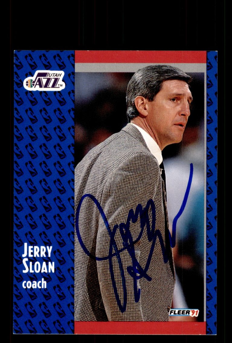 Signed Basketball Card Auto Jerry Sloan 1991-92 Fleer #202 Utah Jazz
