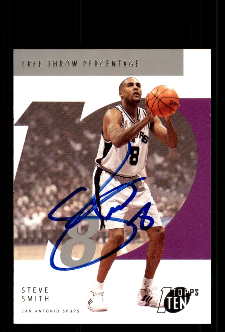 Signed Basketball Card Auto Steve Smith 2002-03 Topps Ten #88 San Antonio Spurs