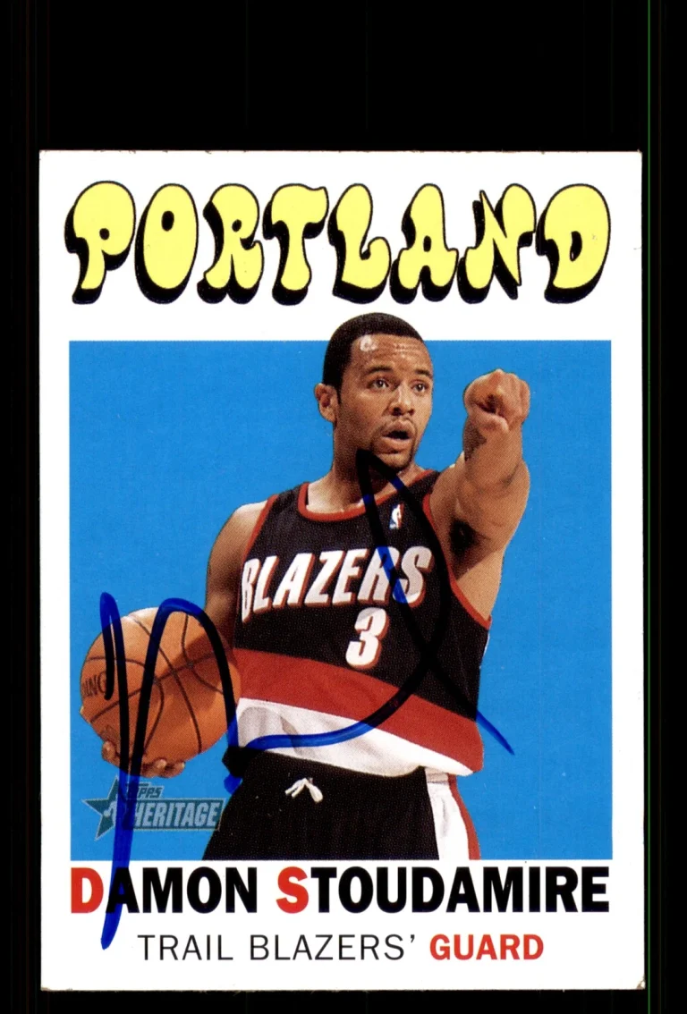 Signed Basketball Card Auto Damon Stoudamire 2000-01 Topps Heritage #80