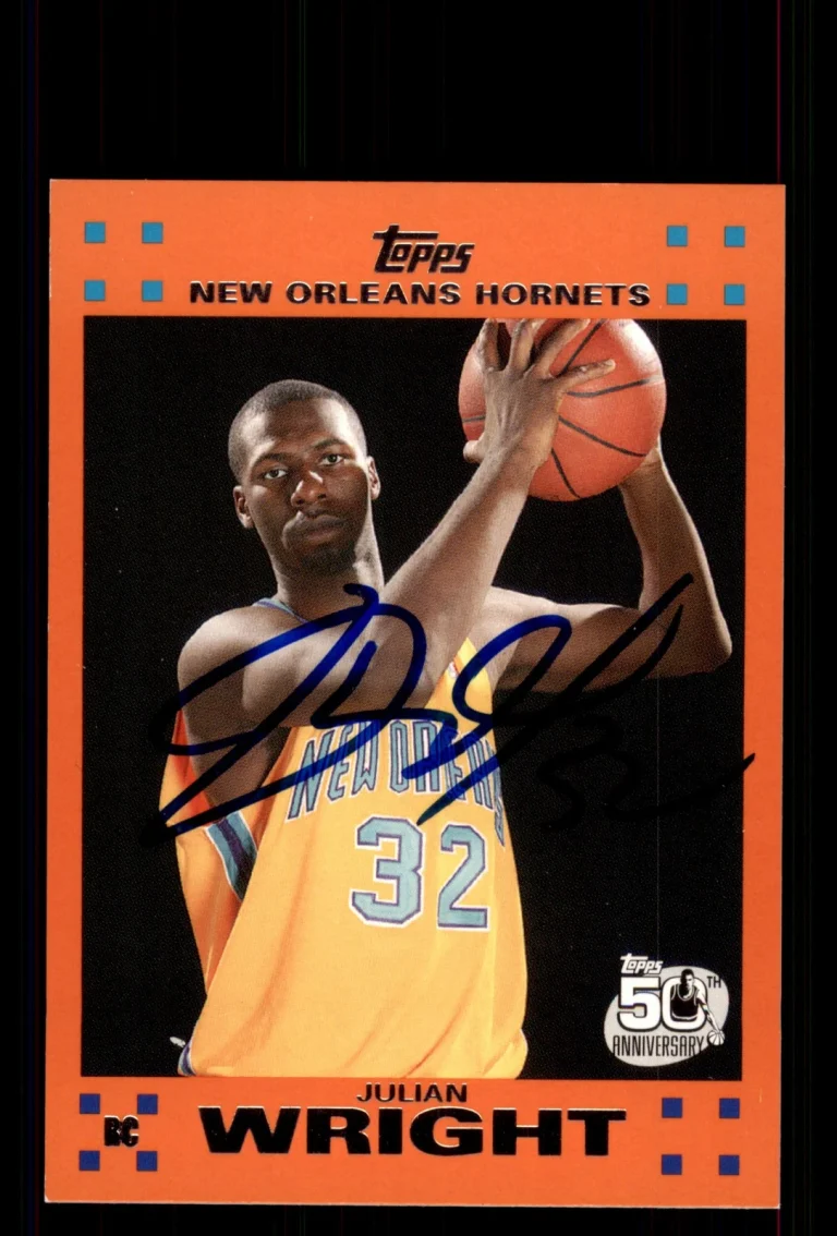 Signed Basketball Card Auto Julian Wright 2007-08 Topps #13 Hornets Orange