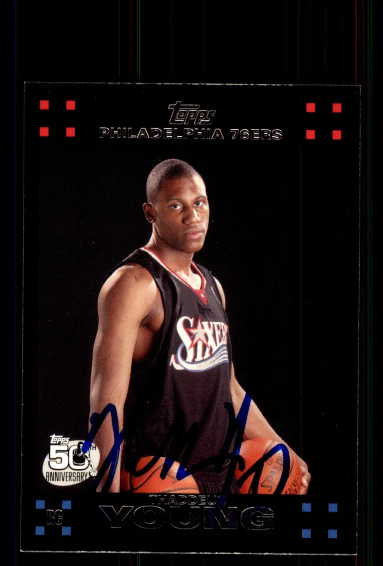 Signed Basketball Card Auto Thaddeus Young 2007-08 Topps #122 Philadelphia 76ers