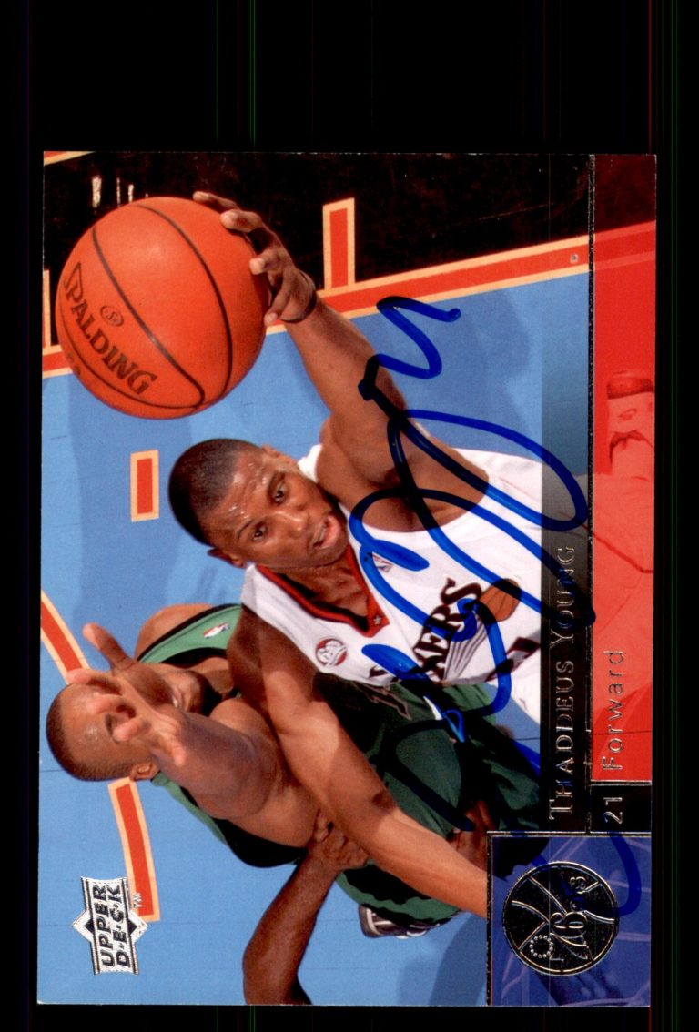Signed Basketball Card Auto Thaddeus Young 2009-10 Upper Deck #149