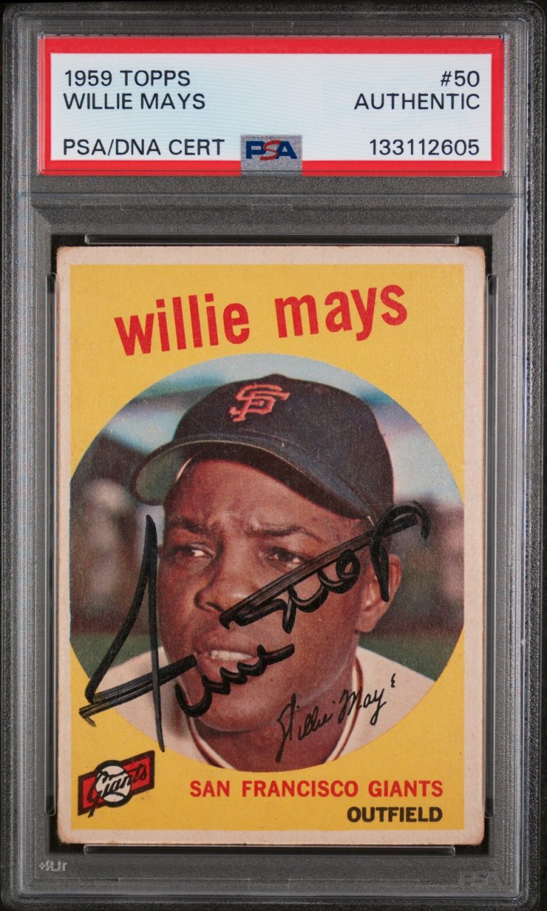 Signed Baseball Card Auto Willie Mays 1959 Topps #50 Giants VTG PSA/DNA