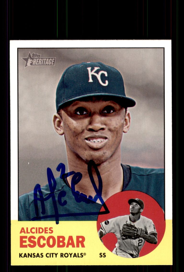 Signed Baseball Card Auto Alcides Escobar 2012 Topps Heritage #124 Royals