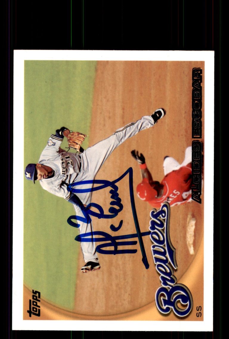 Signed Baseball Card Auto Alcides Escobar 2010 Topps #462 Milwaukee Brewers