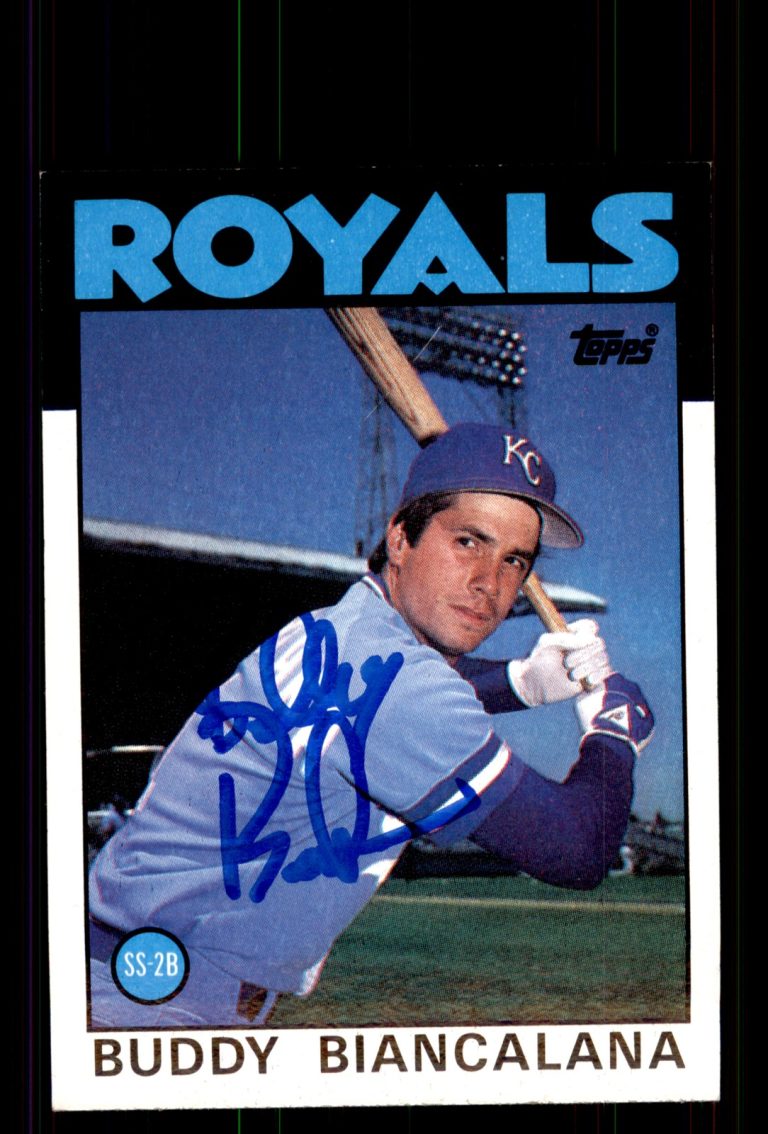 Signed Baseball Card Auto Buddy Biancalana 1986 Topps #99 Kansas City Royals