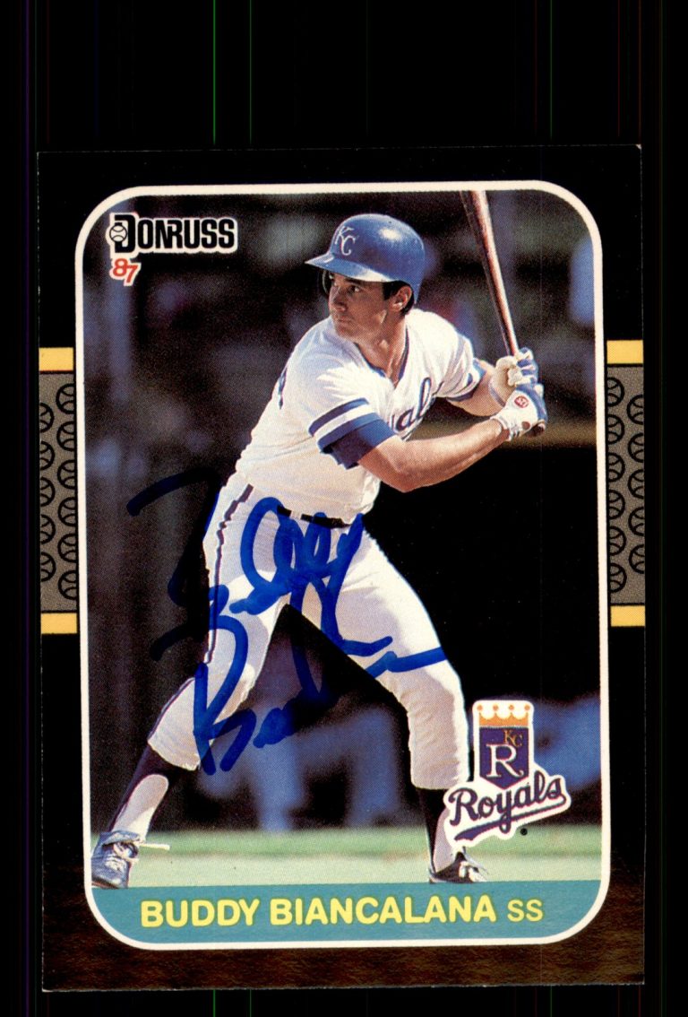Signed Baseball Card Auto Buddy Biancalana 1987 Donruss #527 Kansas City Royals