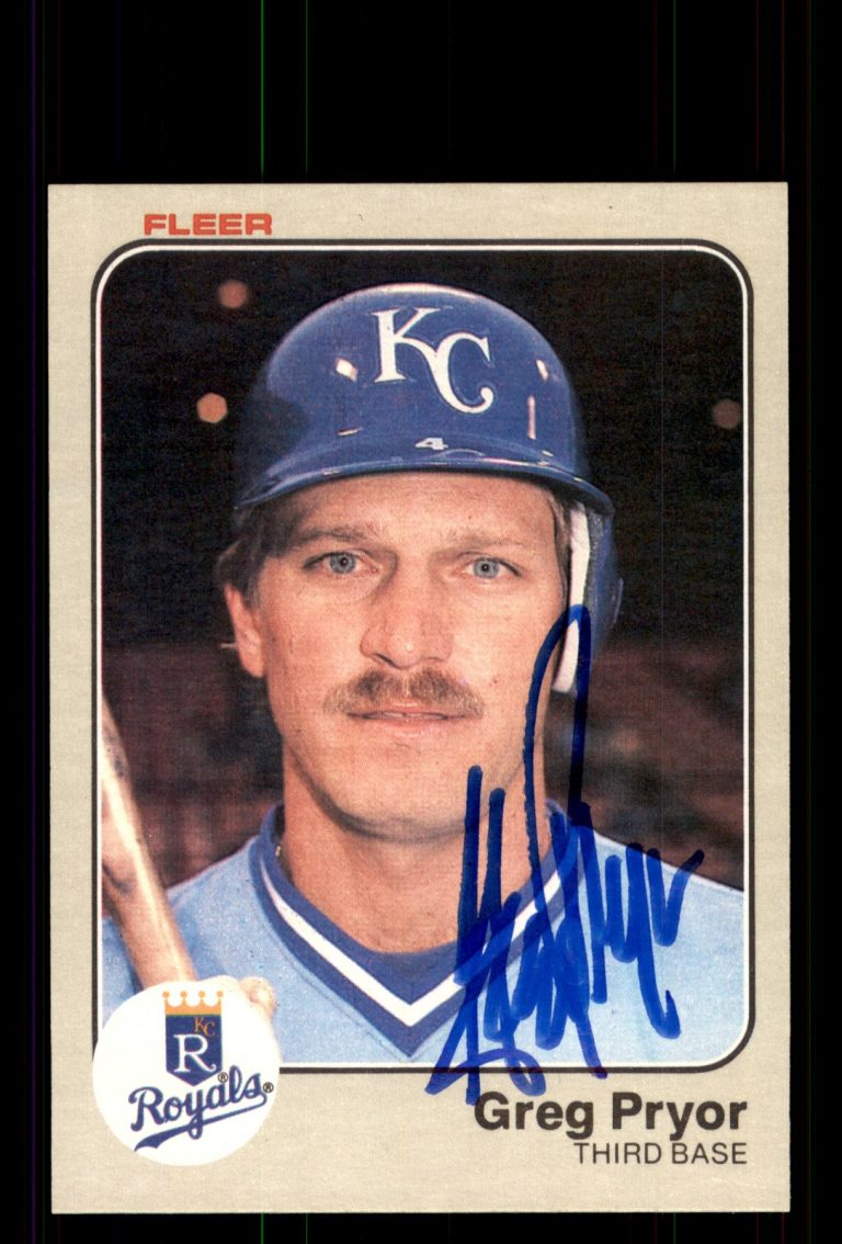 Signed Baseball Card Auto Greg Pryor 1983 Fleer #121 Kansas City Royals