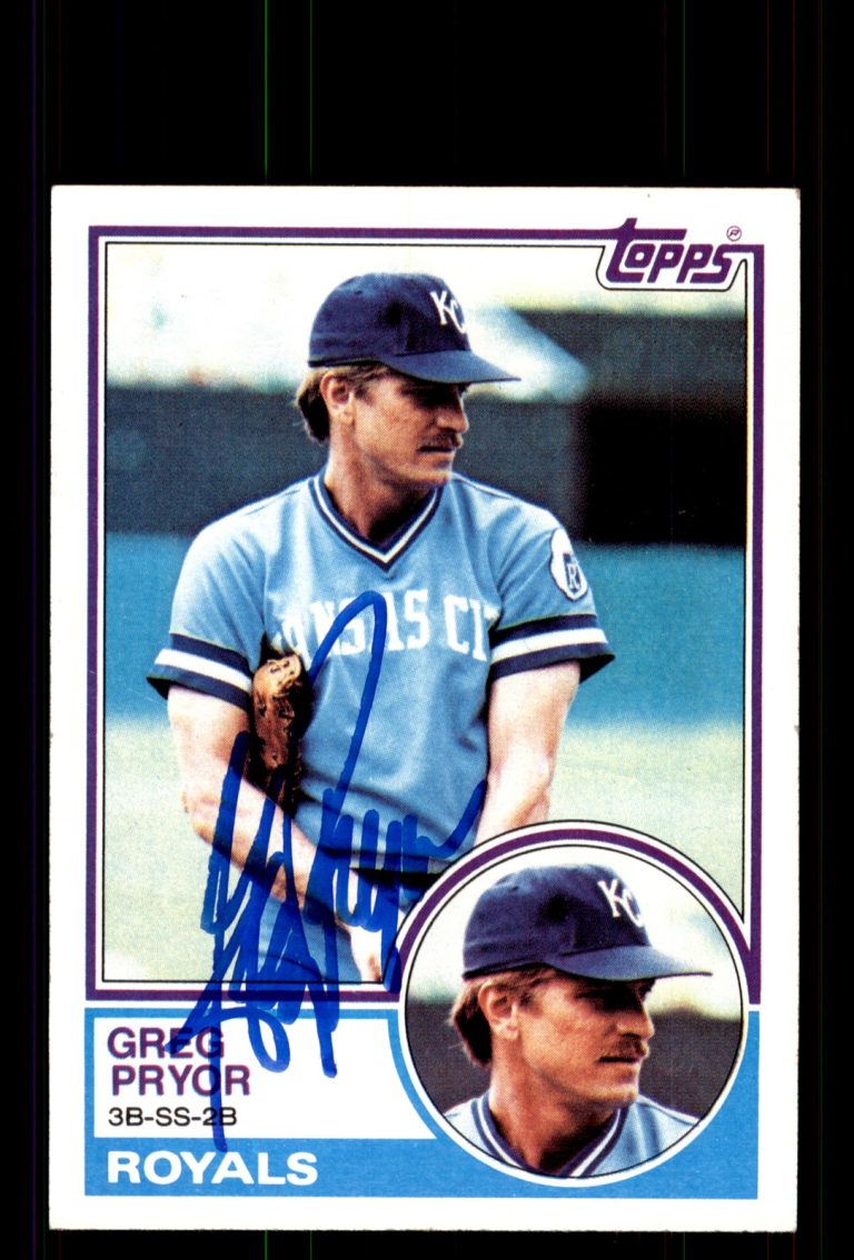 Signed Baseball Card Auto Greg Pryor 1983 Topps #418 Kansas City Royals