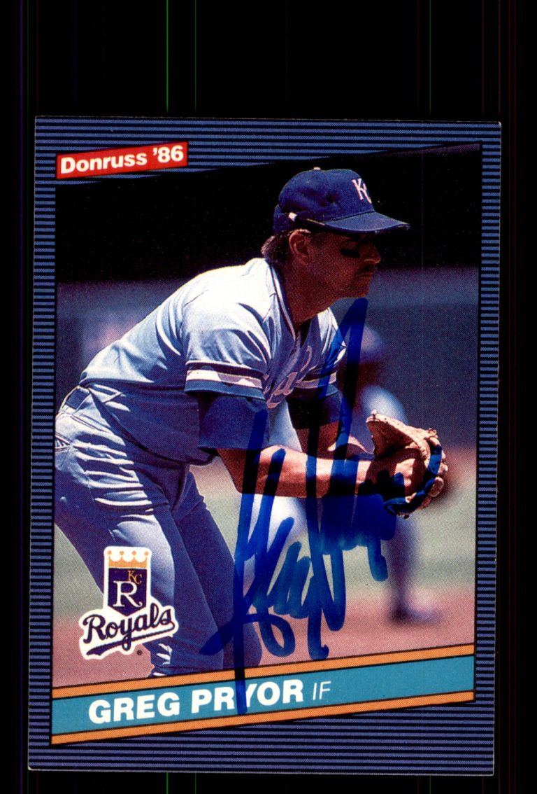 Signed Baseball Card Auto Greg Pryor 1986 Donruss #344 Kansas City Royals