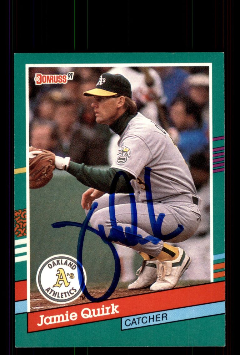 Signed Baseball Card Auto Jamie Quirk 1991 Donruss #588 Oakland Athletics
