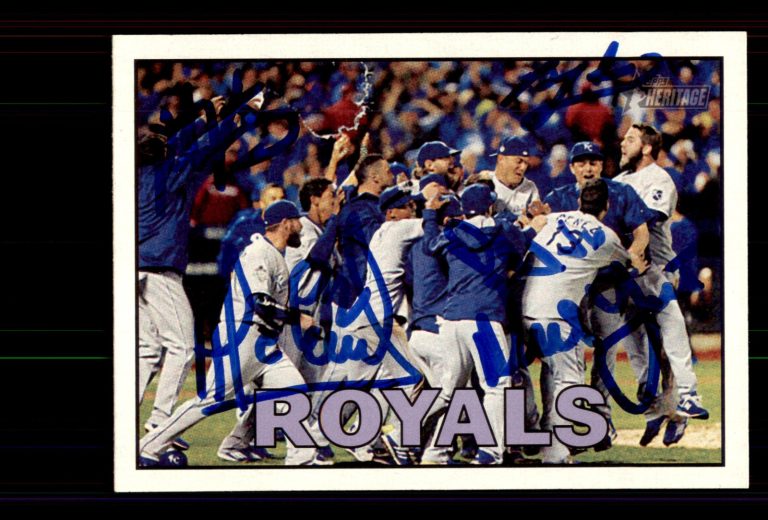 Signed Baseball Card Kansas City Royals 2016 Topps Heritage #349 Multi Autos
