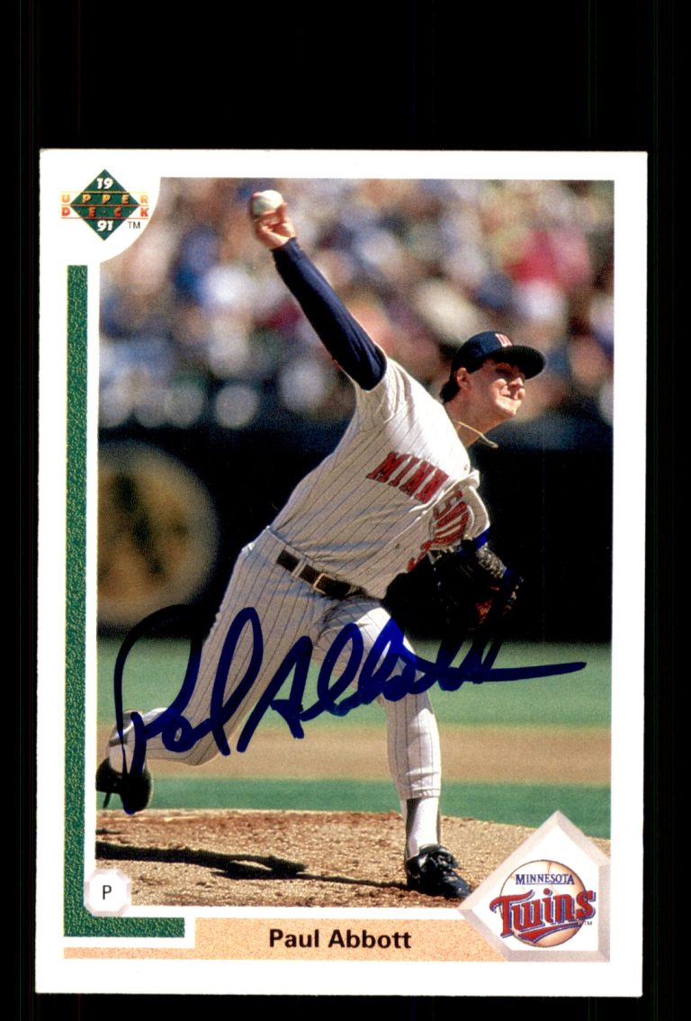 Signed Baseball Card Auto Paul Abbott 1991 Upper Deck #487e Minnesota Twins