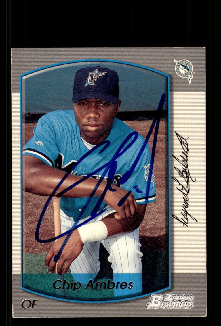 Signed Baseball Card Auto Chip Ambres 2000 Bowman #179 Florida Marlins