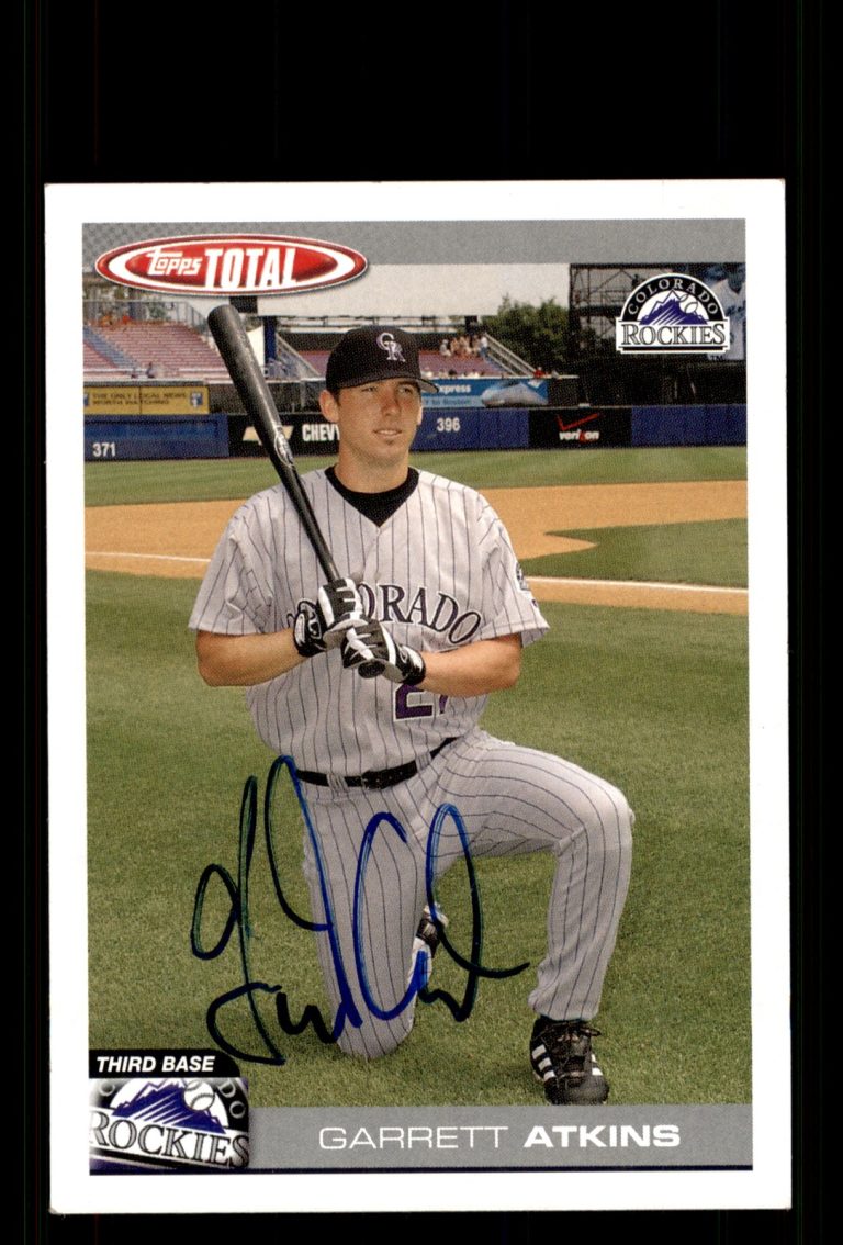 Signed Baseball Card Auto Garrett Atkins 2004 Topps Total #23 Colorado Rockies