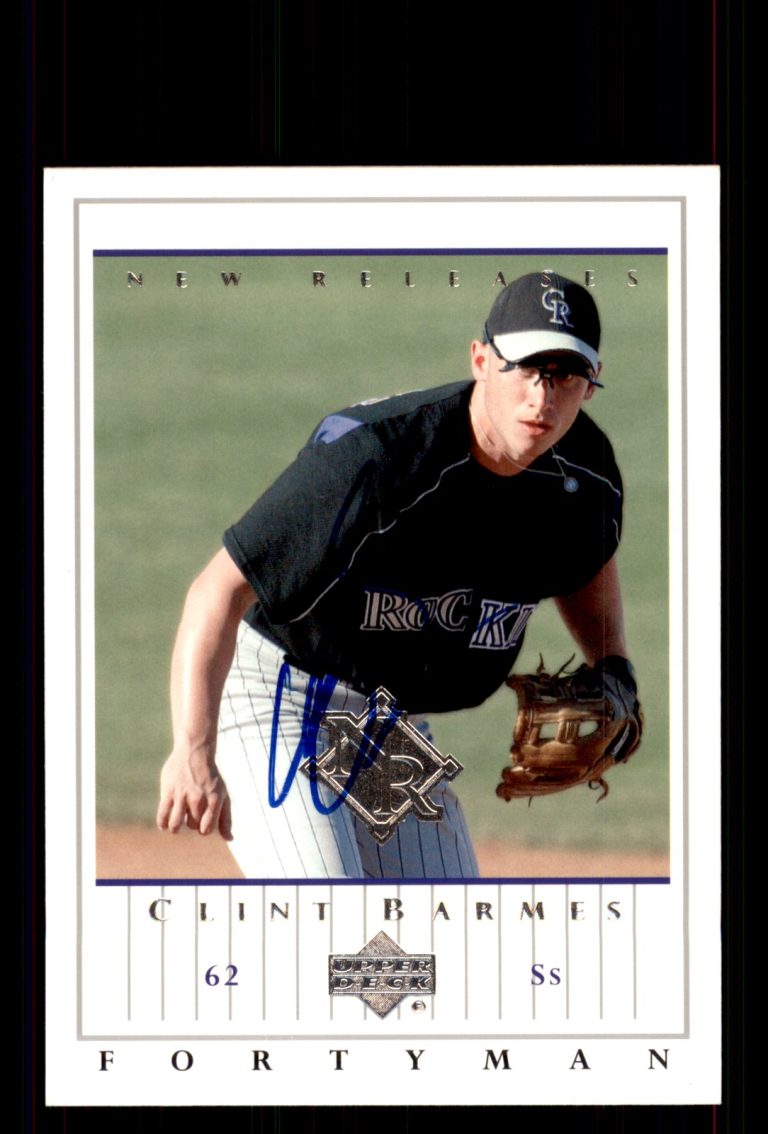 Signed Baseball Card Auto Clint Barmes 2003 Upper Deck 40-Man #947 Rockies