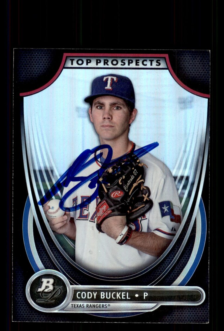 Signed Baseball Card Auto Cody Buckel 2013 Bowman Platinum #TP-CB Texas Rangers