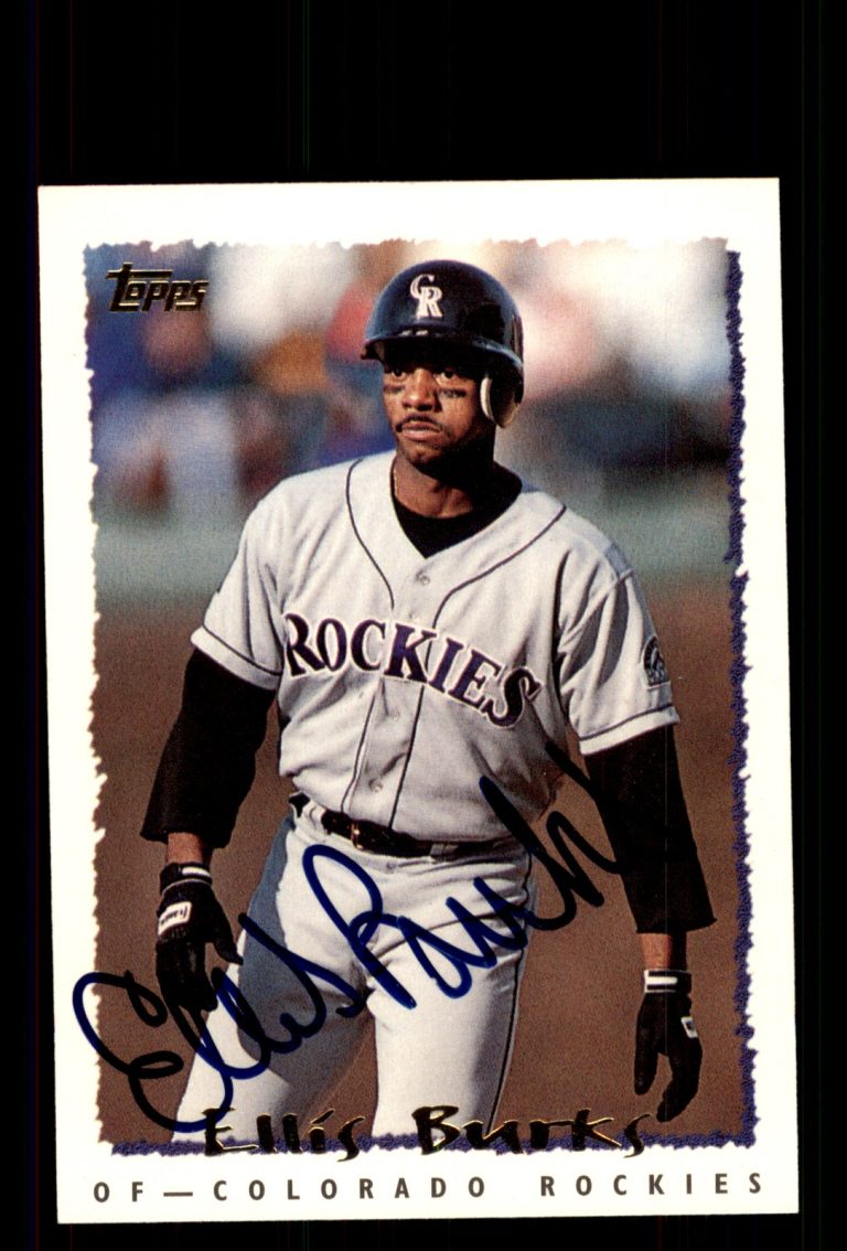 Signed Baseball Card Auto Ellis Burks 1995 Topps #235 Colorado Rockies