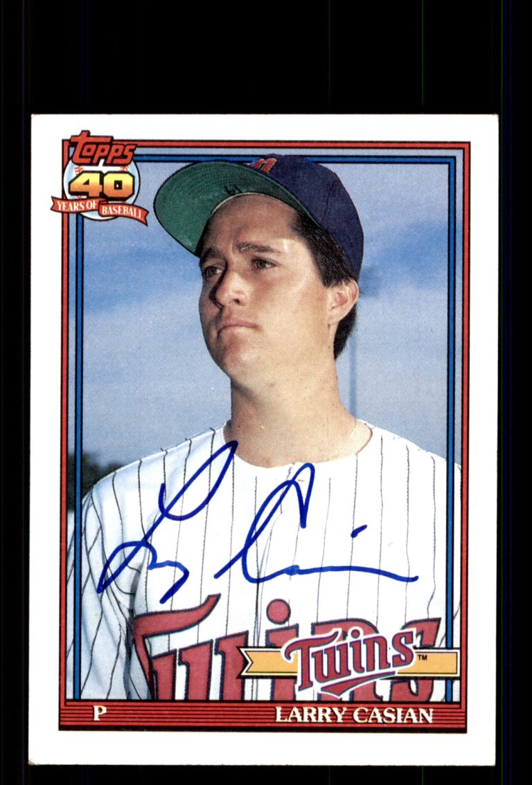 Signed Baseball Card Auto Larry Casian 1991 Topps #374 Minnesota Twins