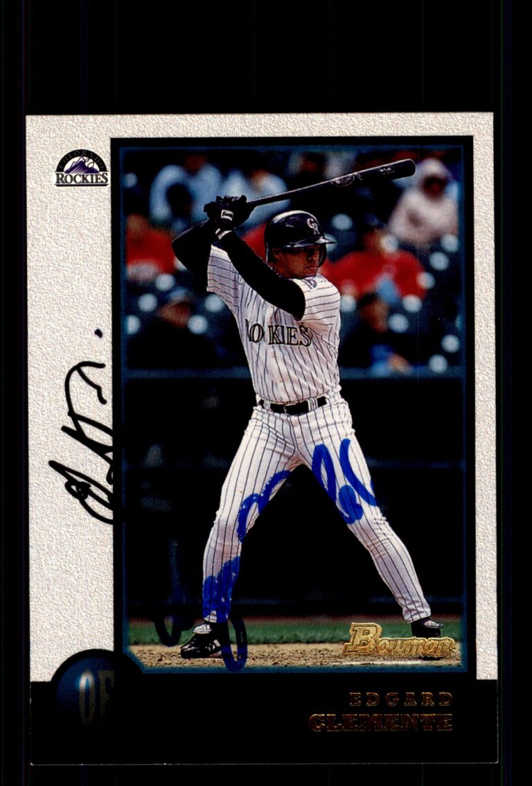 Signed Baseball Card Auto Edgard Clemente 1998 Bowman #311 Colorado Rockies