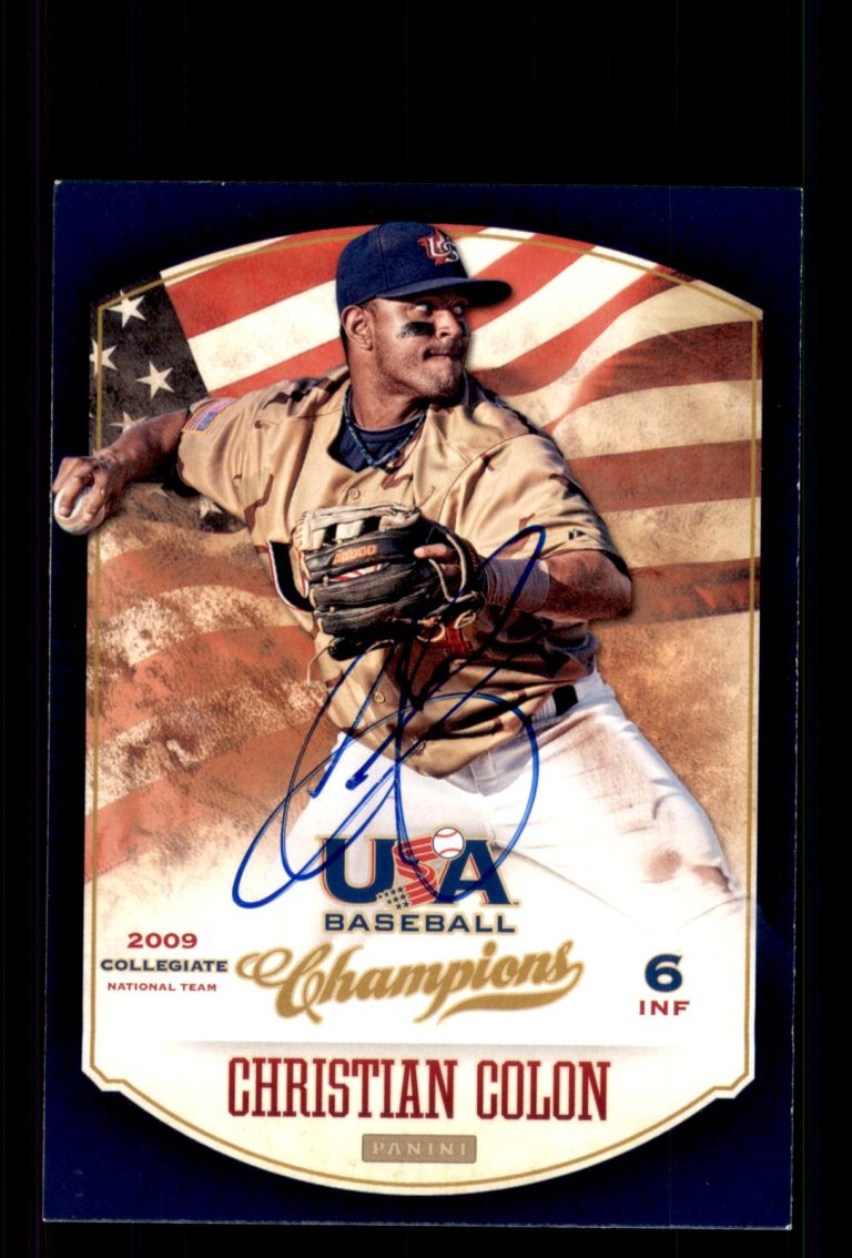 Signed Baseball Card Auto Christian Colon 2013 Panini USA Baseball Champions #75