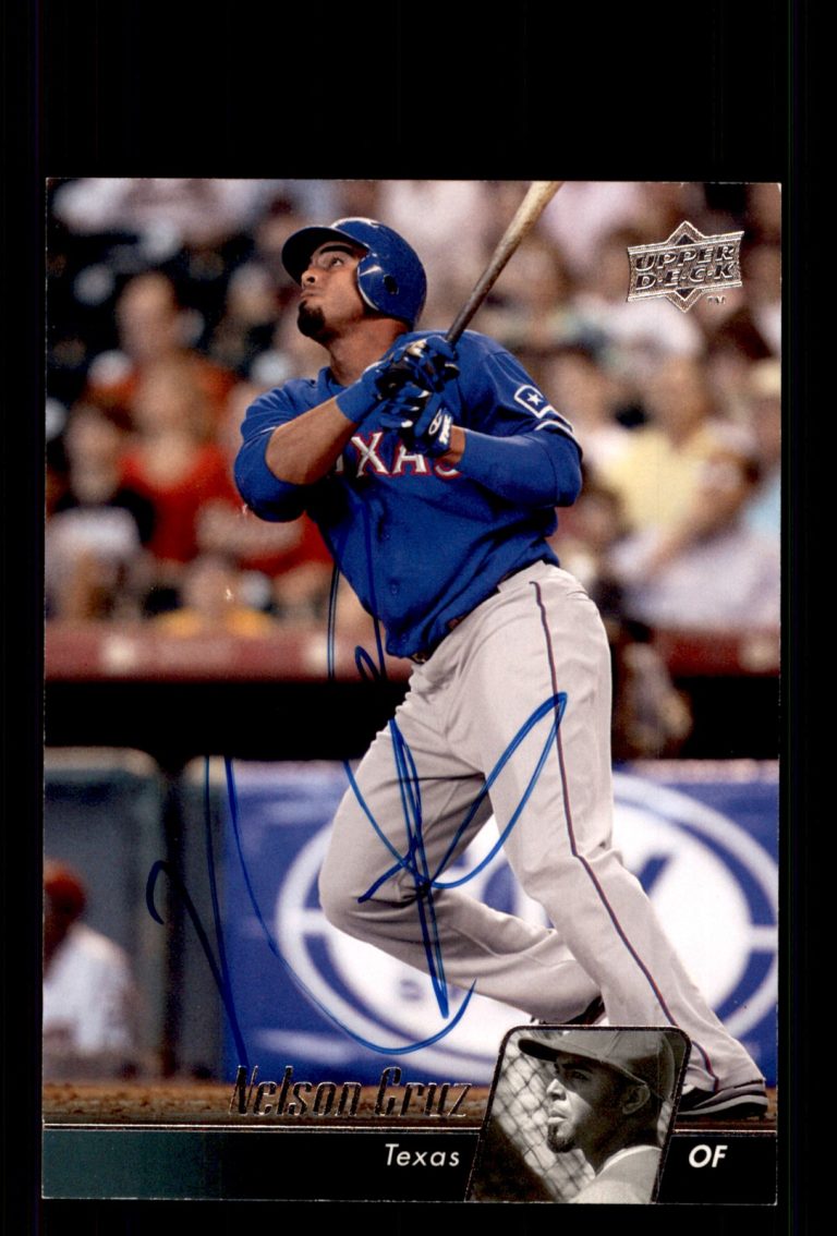 Signed Baseball Card Auto Nelson Cruz 2010 Upper Deck #494 Rangers