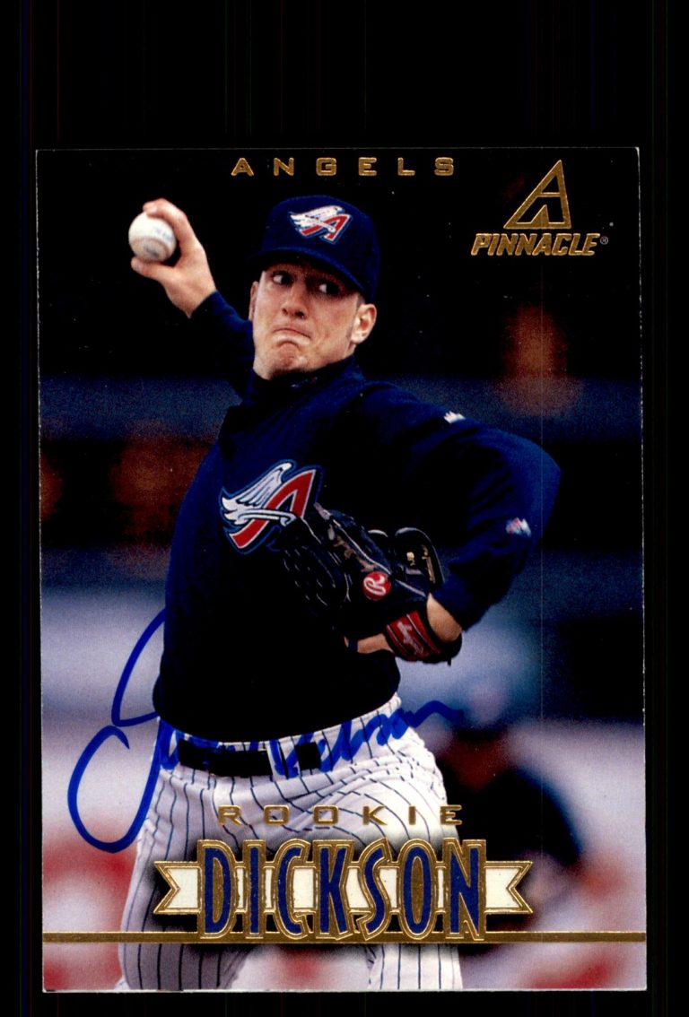 Signed Baseball Card Auto Jason Dickson 1997 New Pinnacle #158 Anaheim Angels