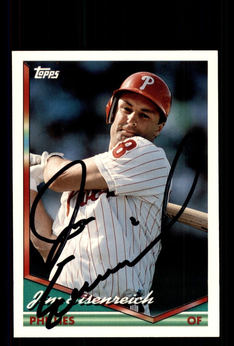 Signed Baseball Card Auto Jim Eisenreich 1994 Topps #504 Philadelphia Phillies