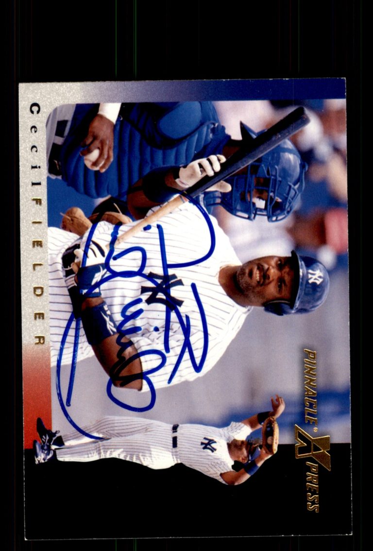 Signed Baseball Card Auto Cecil Fielder 1997 Pinnacle X-Press #11 Yankees