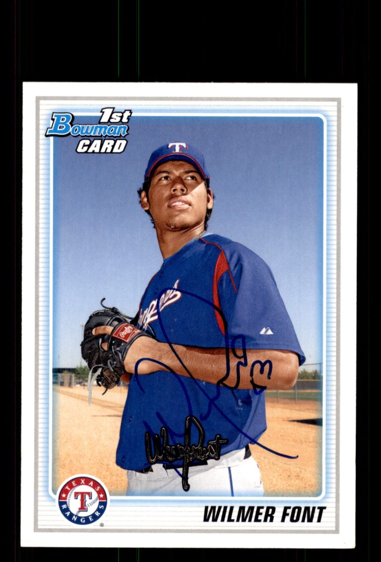 Signed Baseball Card Auto Wilmer Font 2010 Bowman #BP87 Texas Rangers
