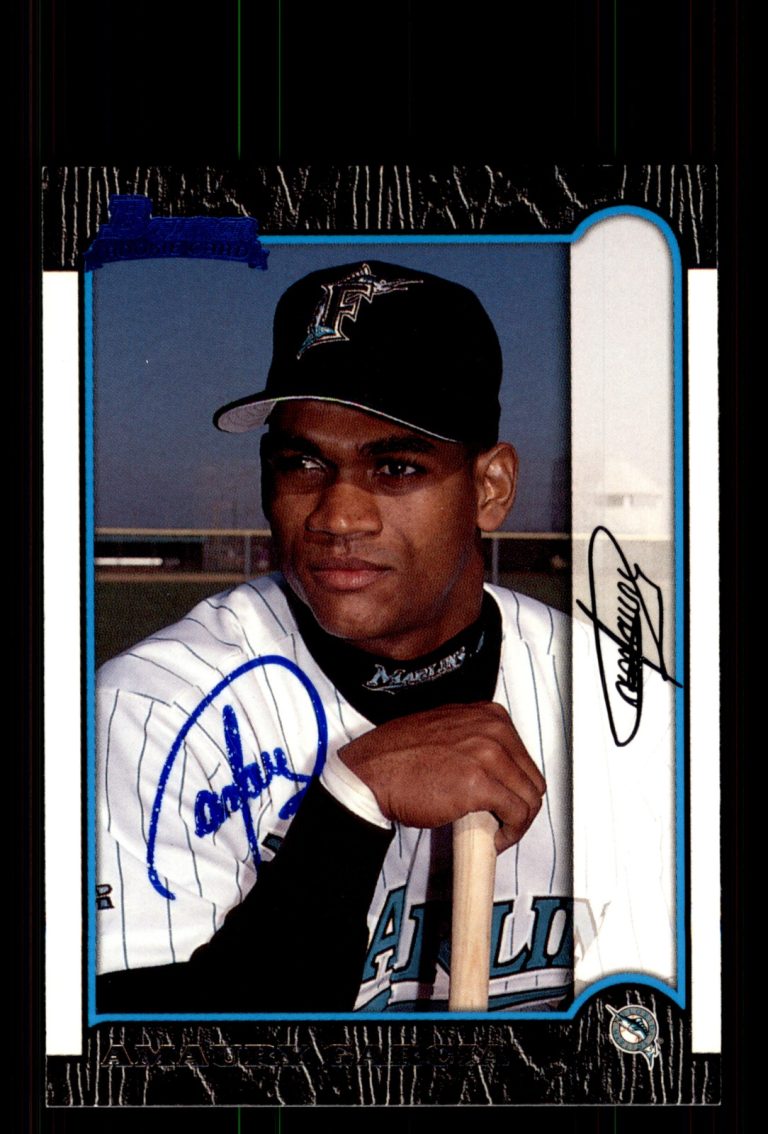 Signed Baseball Card Auto Amaury Garcia 1999 Bowman #198 Florida Marlins