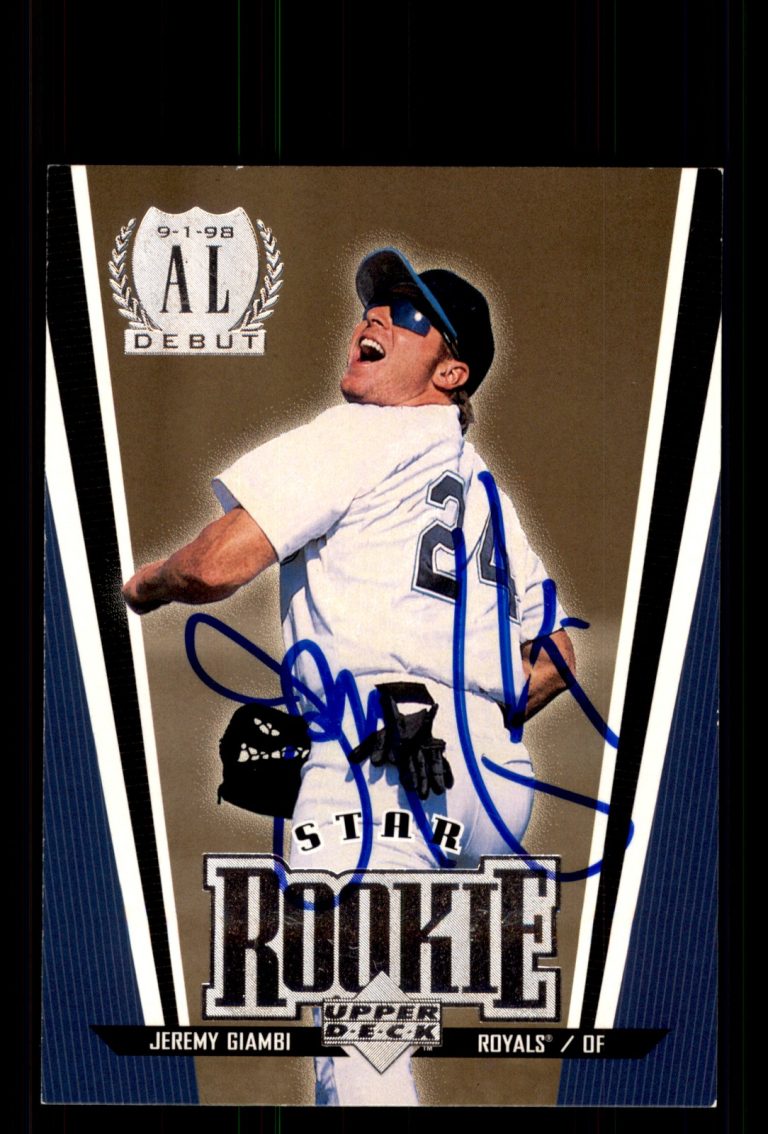 Signed Baseball Card Auto Jeremy Giambi 1999 Upper Deck #18 Kansas City Royals