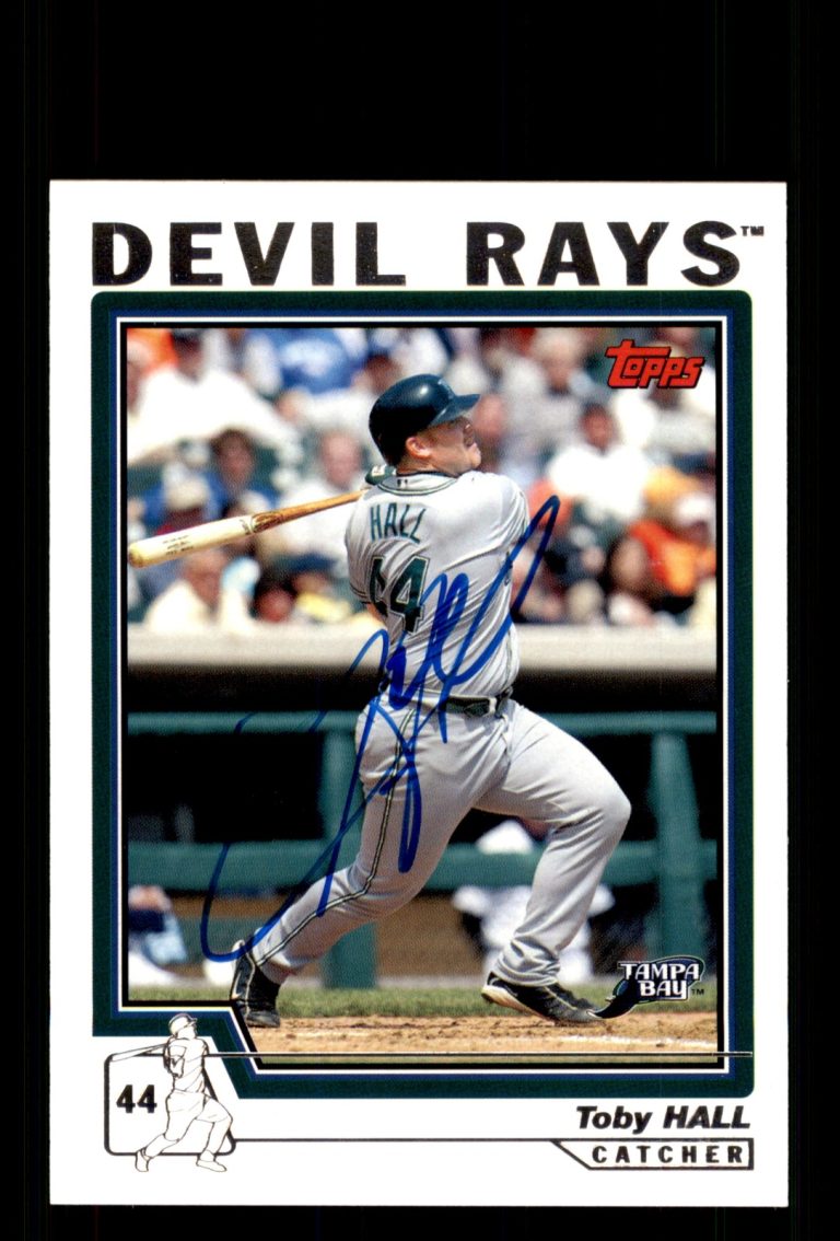 Signed Baseball Card Auto Toby Hall 2004 Topps #159 Tampa Bay Devil Rays