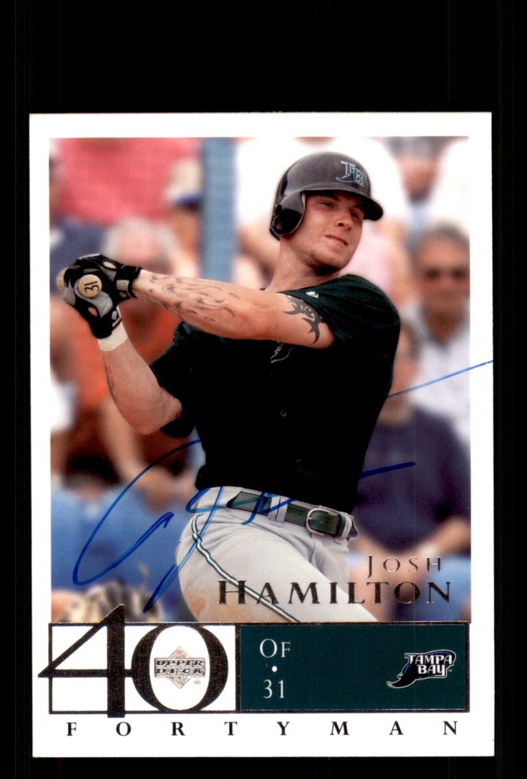 Signed Baseball Card Auto Josh Hamilton 2003 Upper Deck 40-Man #101 Devil Rays