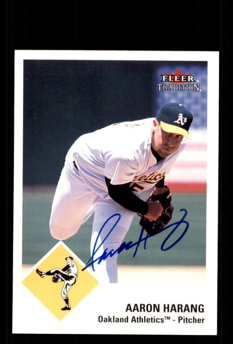 Signed Baseball Card Auto Aaron Harang 2003 Fleer Tradition #250 Athletics