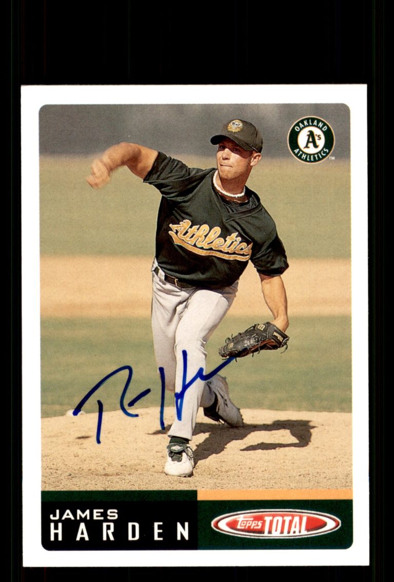 Signed Baseball Card Auto James Harden 2002 Topps Total #826 Oakland Athletics