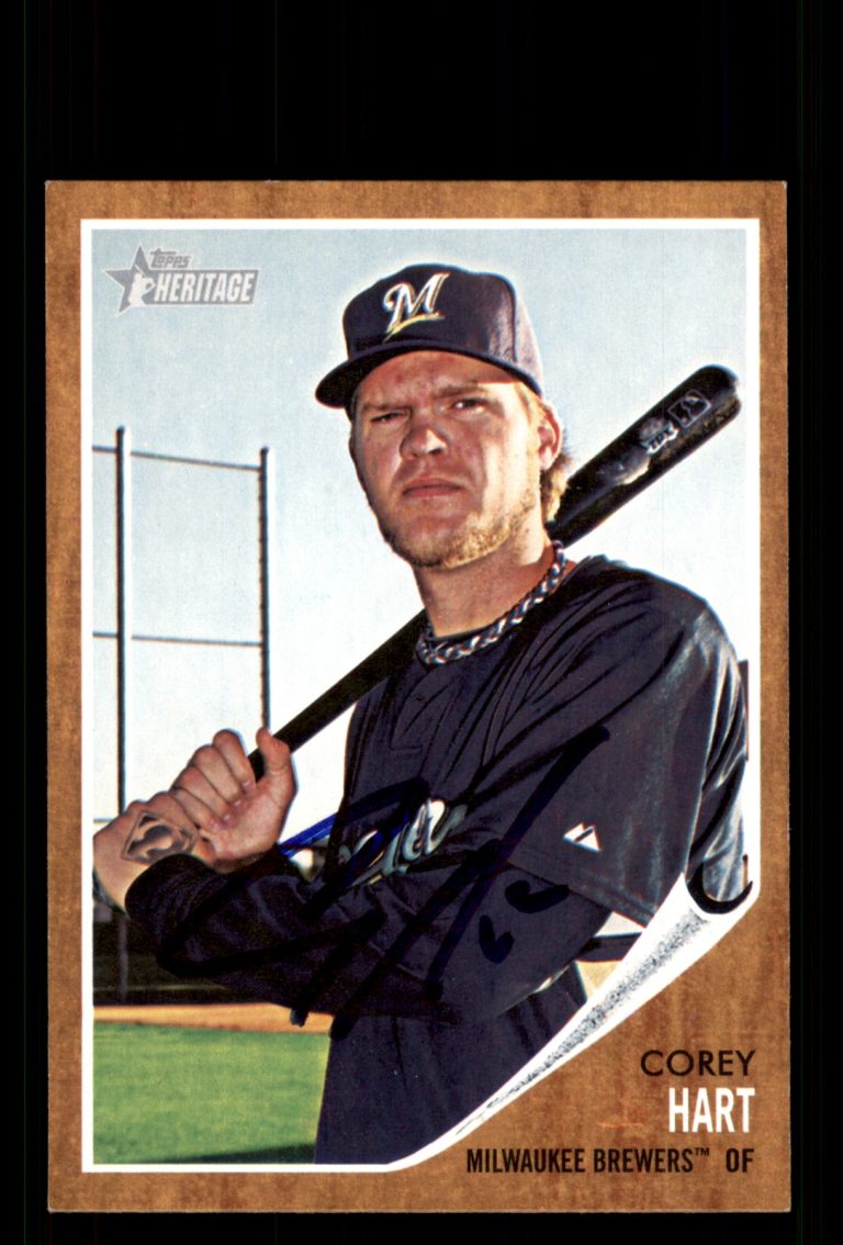 Signed Baseball Card Auto Corey Hart 2011 Topps Heritage #202 Milwaukee Brewers